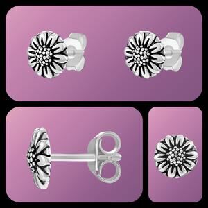 New Primrose Sterling Silver Sunflower Earrings Stud Post